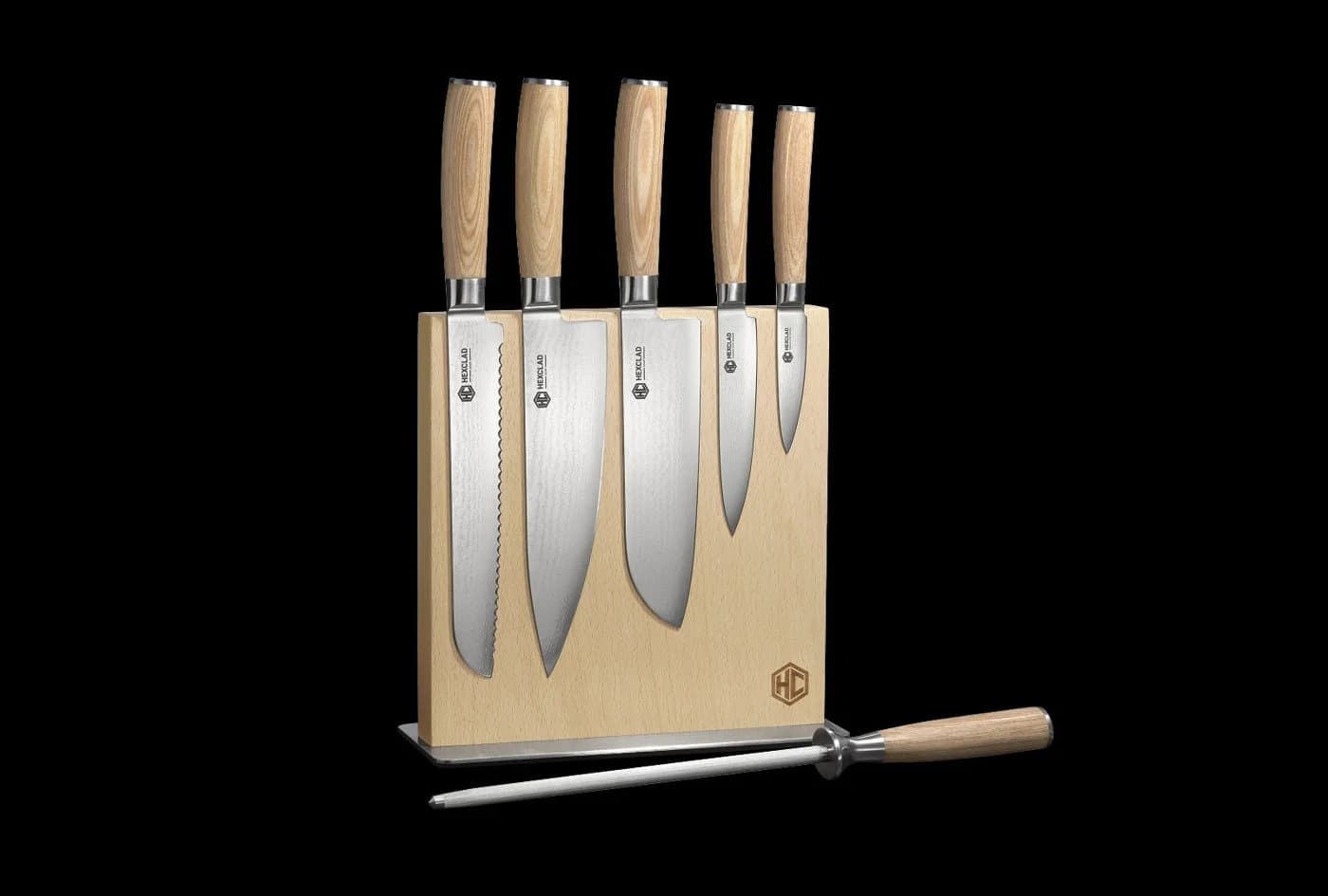 Damascus Steel Knife Set, 7-pc (Blonde)