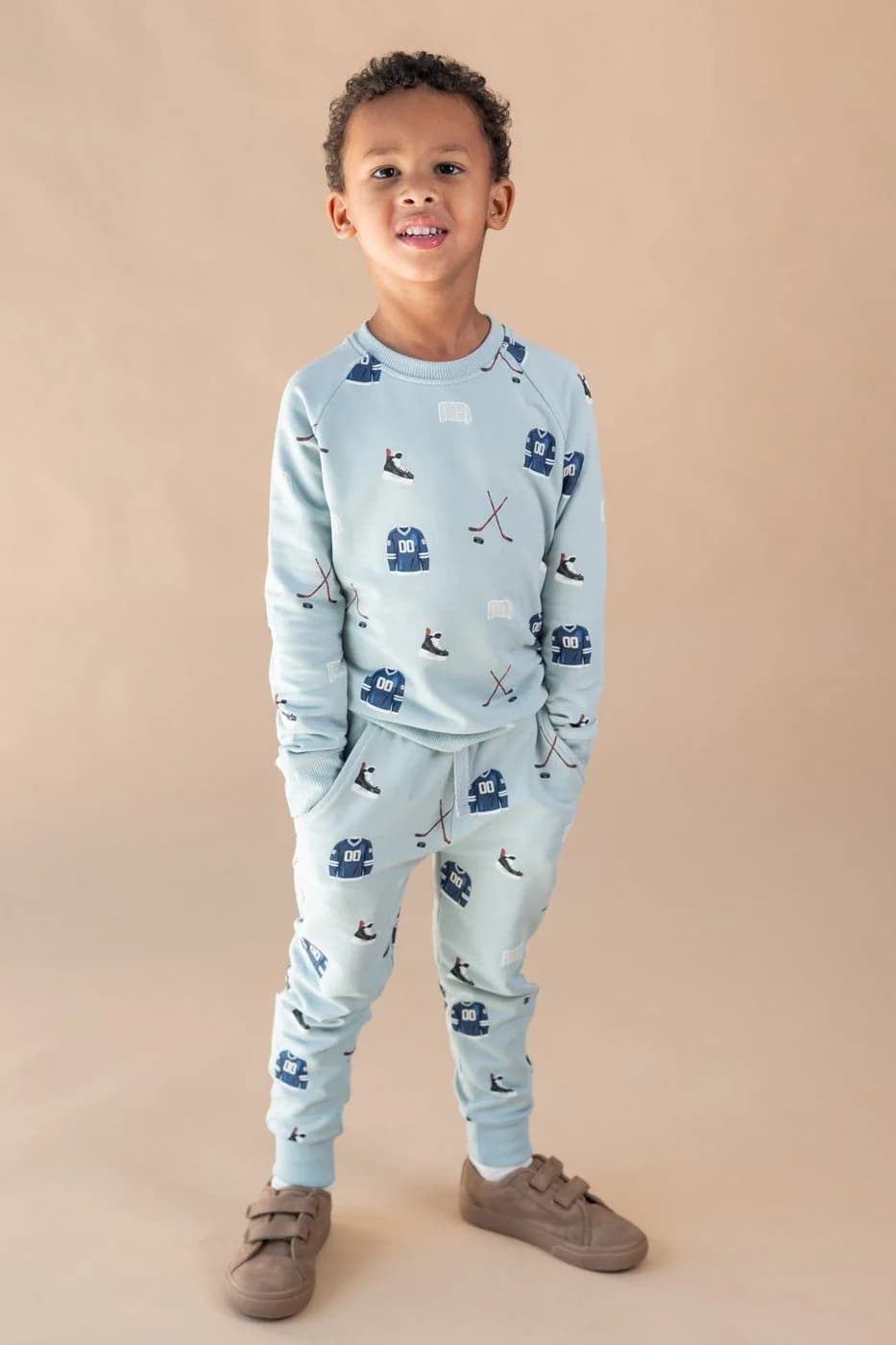 Long Sleeve Jogger Set in Vintage Hockey