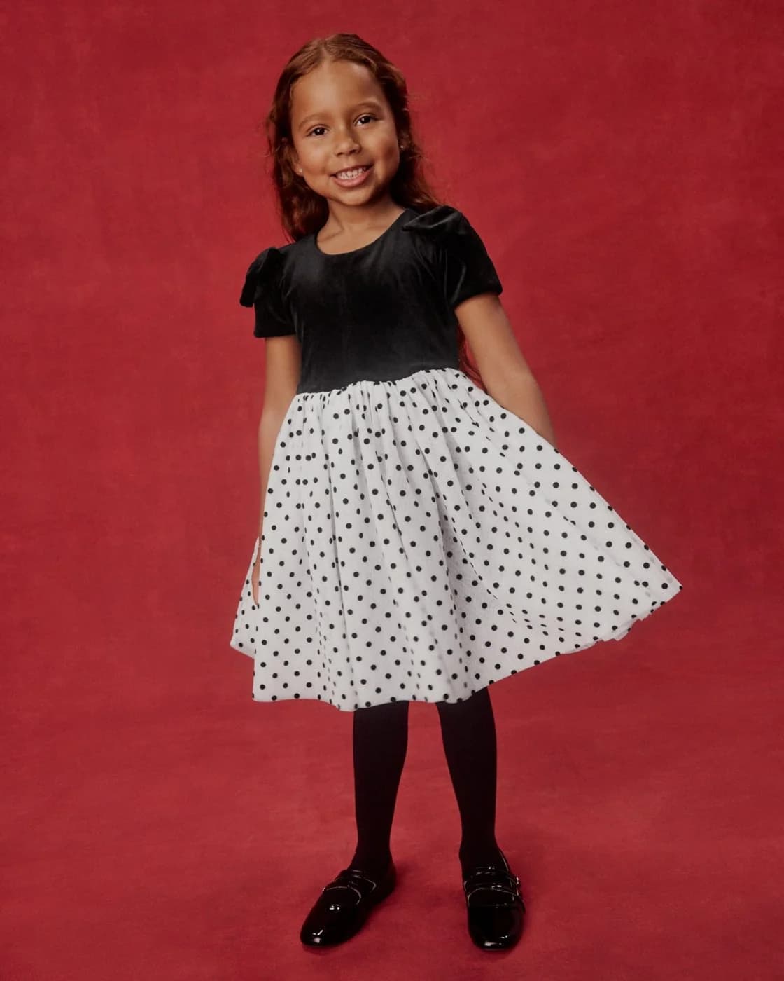 Party Polka Dot Velvet Twirl Dress