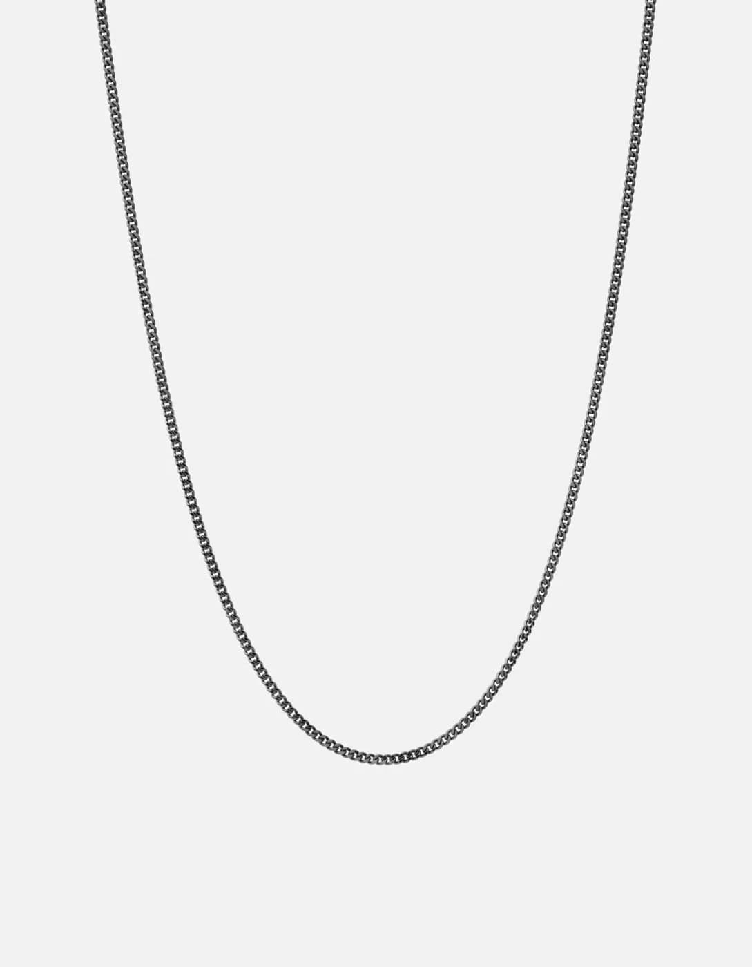 2mm Cuban Curb Chain Necklace, Black Rhodium