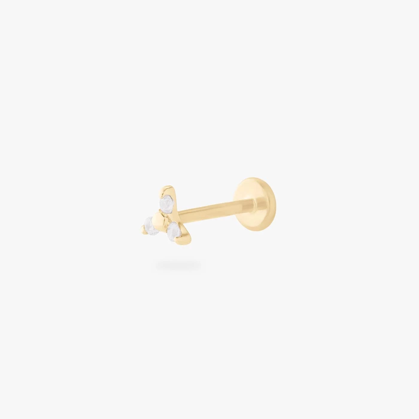 14K CZ Trinity Clear Flatback
