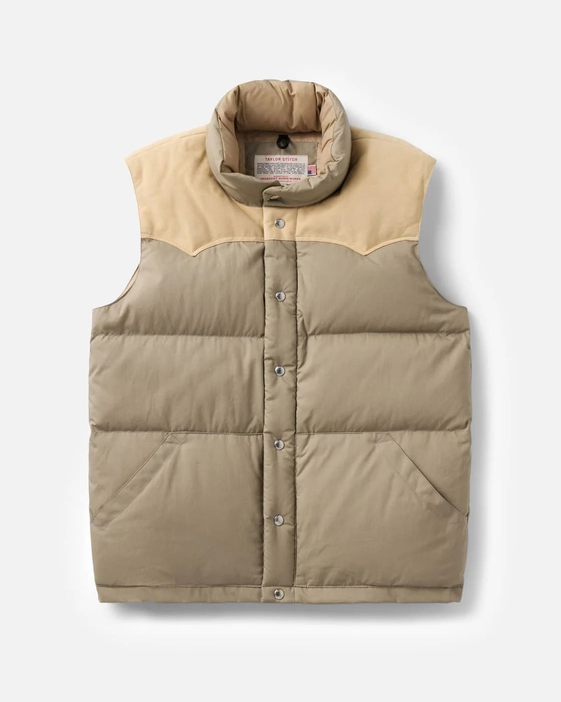 The Down Vest in Khaki Waxed Ripstop
